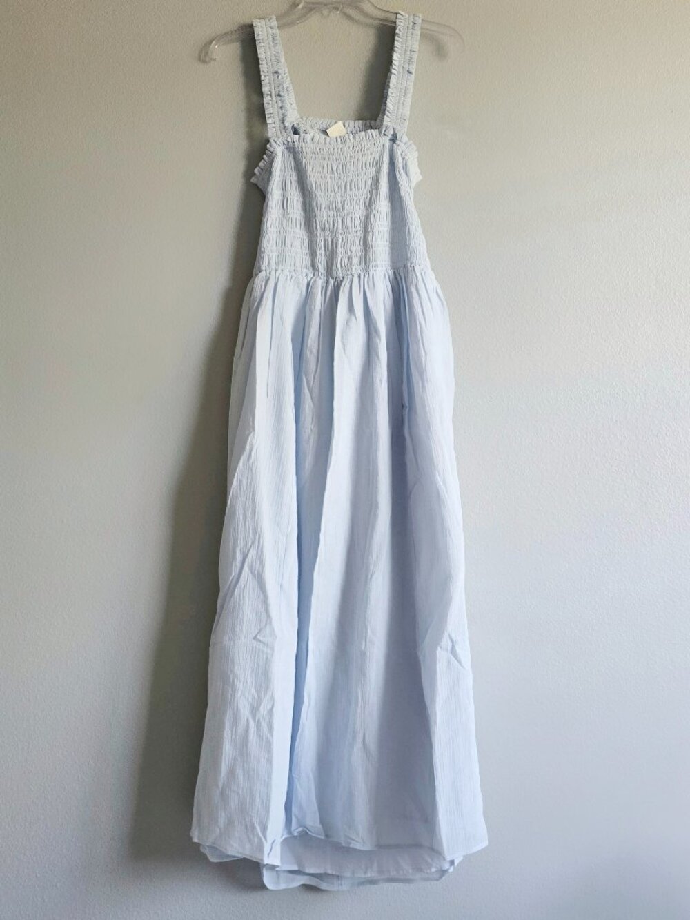 H&M Baby Blue Smocked Open Back Maxi Dress size L